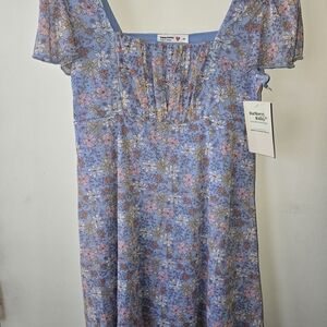 Beautees Blue Floral Kids Casual Dress